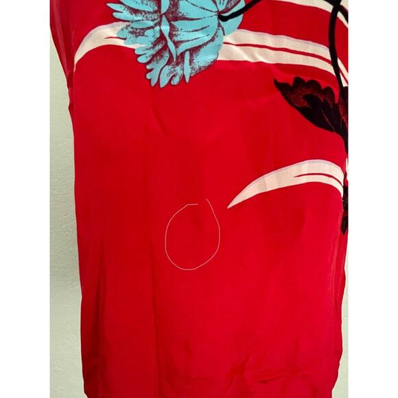 Women Diane Von Furstenberg Red Floral Silk Blouse Small - Picture 5 of 5